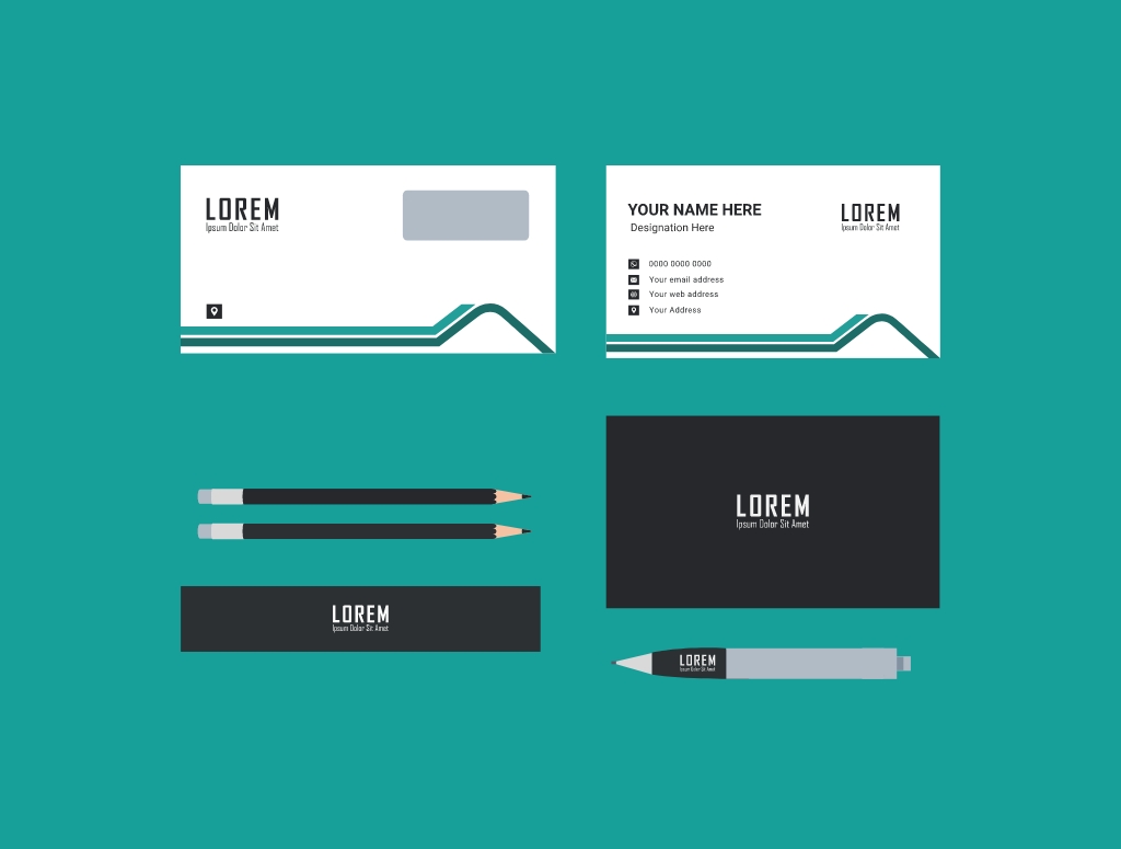 Graphic showing a mock-up of some business stationery