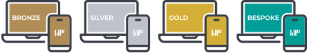 Graphic showing laptops and phones showing the different website levels available