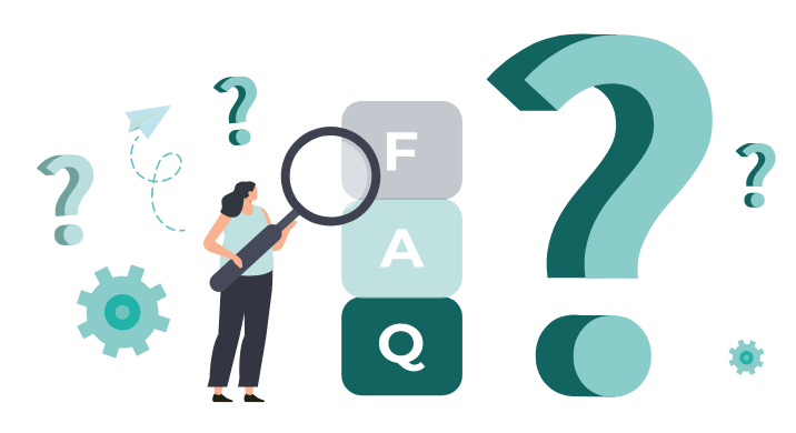 Graphic showing a woman with a magnifying glass next to a giant question mark