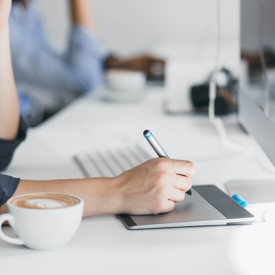 Image showing a close up of a graphic designer working