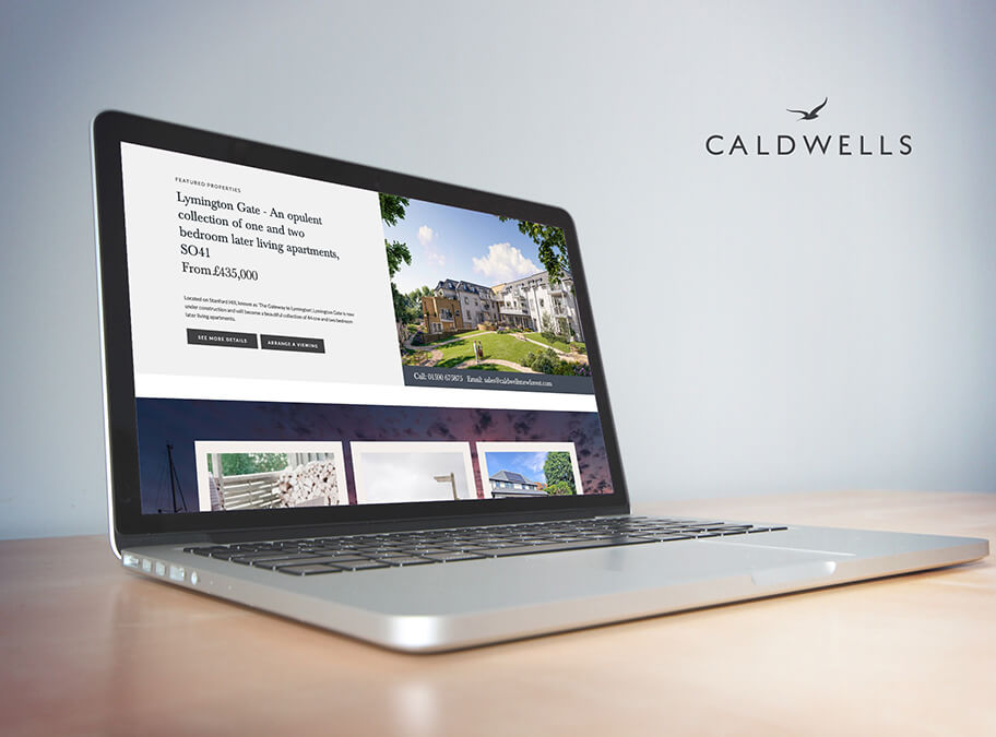 Graphic showing a screenshot of the Caldwells website