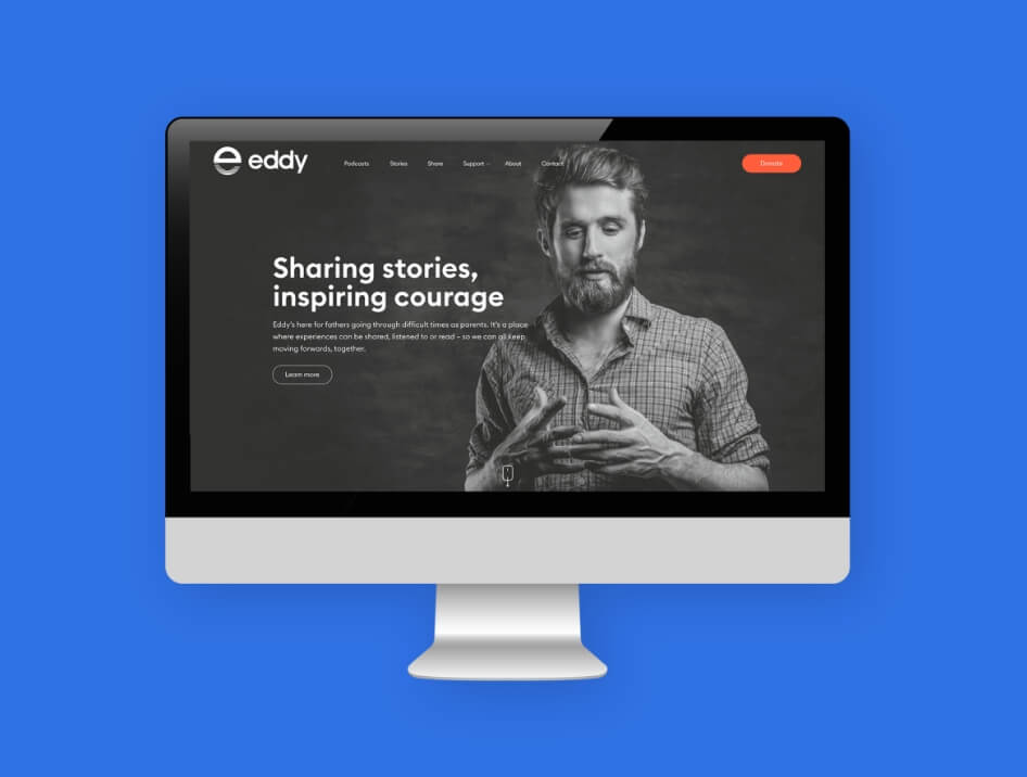 Graphic showing a screenshot of the Eddy website