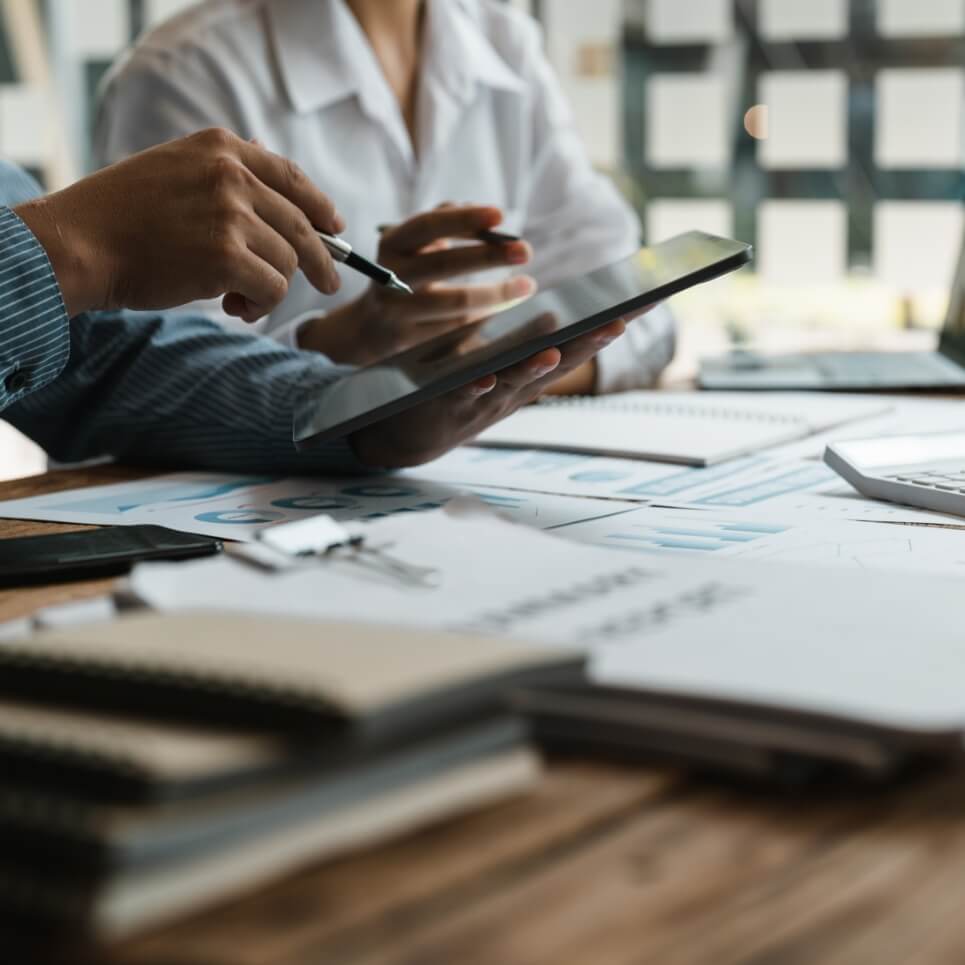 Image showing a close up of a financial advisers in a meeting