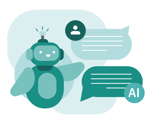 Graphic showing a chatbot