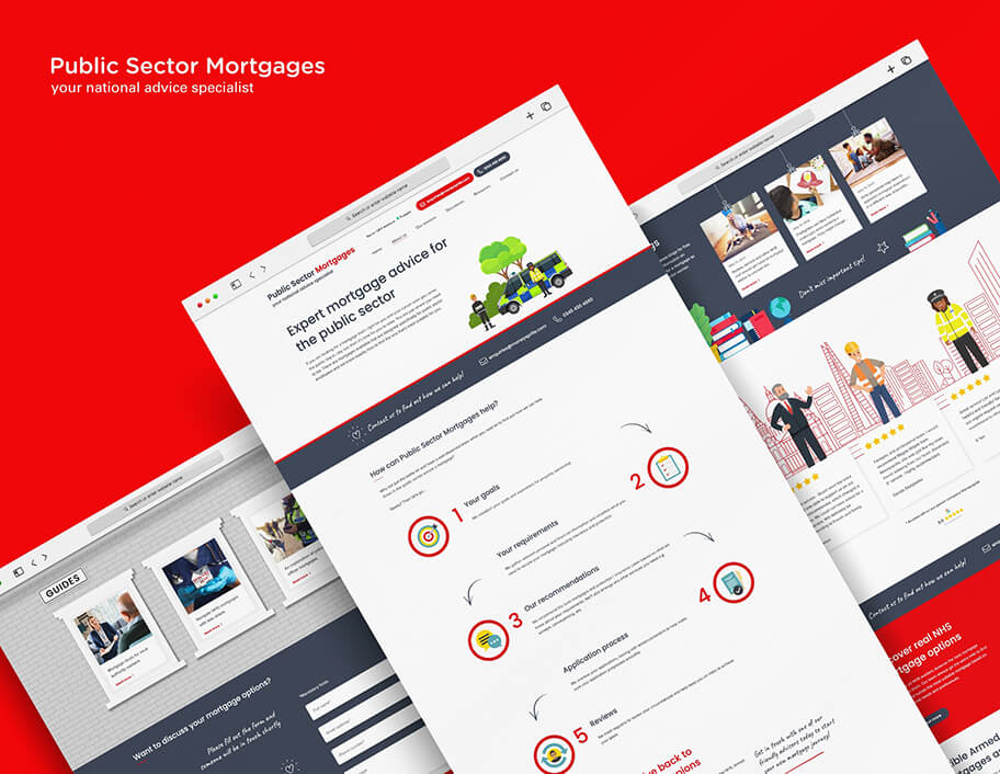 Graphic showing a screenshot of the Public Sector Mortgages website