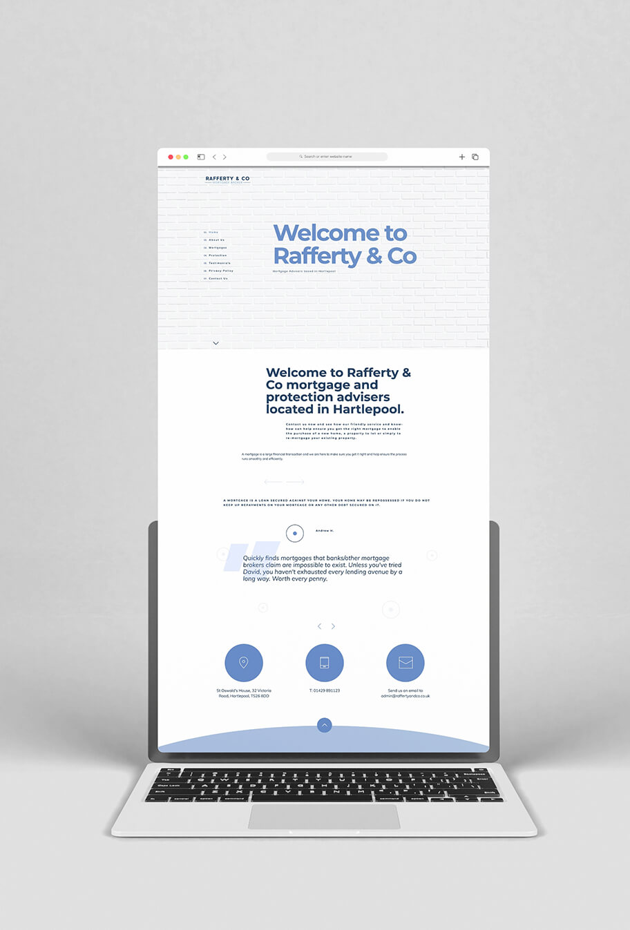 Graphic showing a screenshot of the Rafferty & Co website