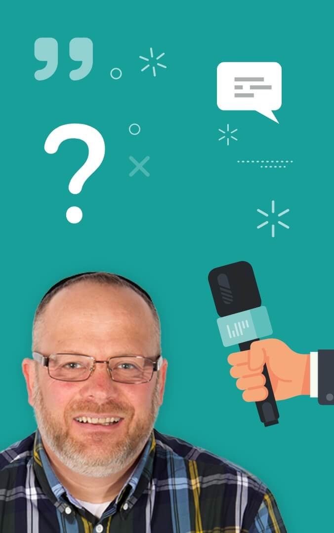 Graphic showing a photo of Anton Halpern with a microphone