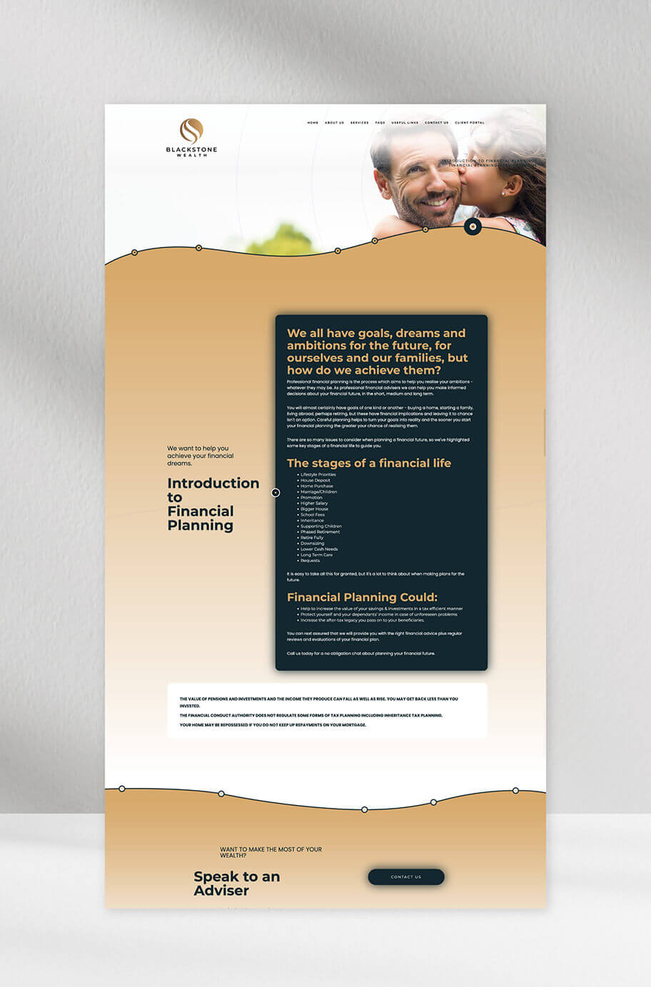 Graphic showing a screenshot of the Blackstone wealth website