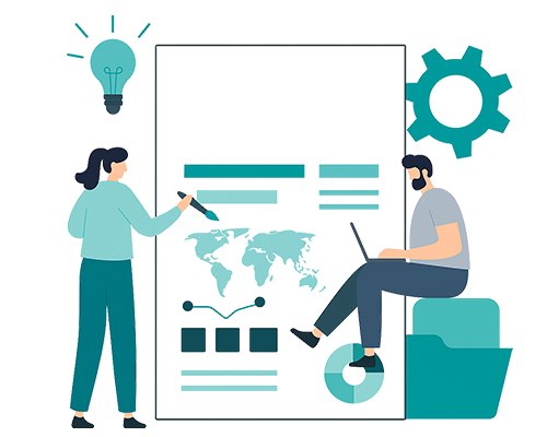 Graphic showing graphic designers working