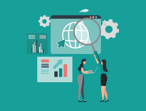 Graphic showing a woman holding a magnifying glass